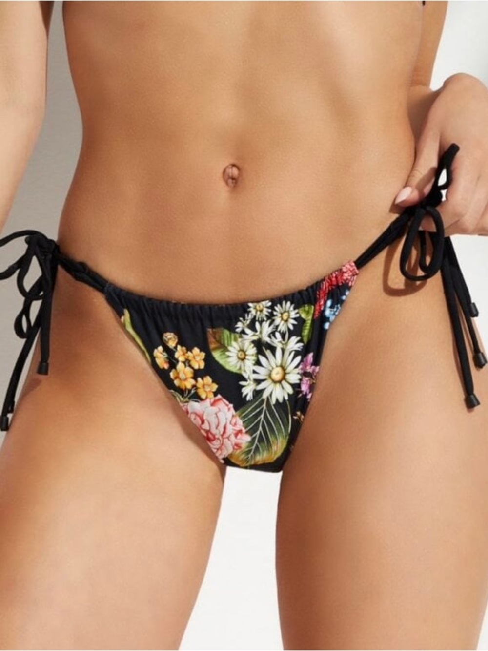 AGUA BENDITA ALDANA MOSS TIE SIDE BIKINI BOTTOMS FLORAL BLACK XL
